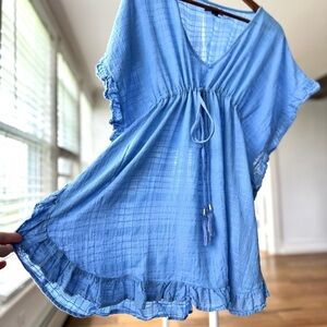 Primark Blue Women's Swim Coverup, with Adjustable Waist, 💯 cotton fabric